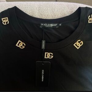 Dolce & Gabbana Black T-Shirt with Gold Accents
